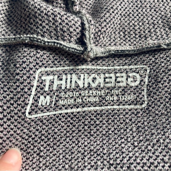 Thinkgeek gray cat open front hooded cardigan sweater think geek - Picture 8 of 9